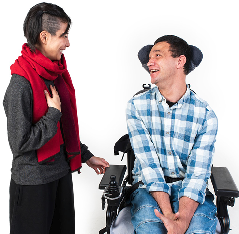 A carer supporting a person with disability.