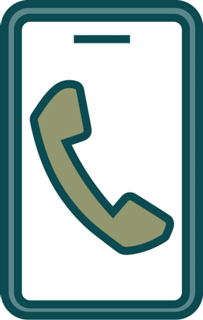 A mobile phone with a call icon on the screen.